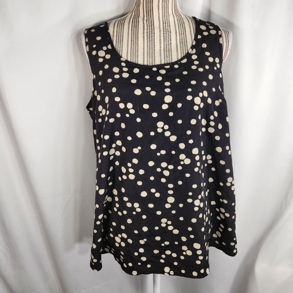 Forever 21 Black w/ Ivory Spots Sleeveless Visible Back Zipper Top Size Medium